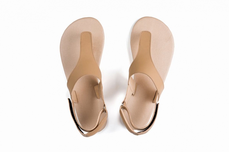 Ahinsa Simple Barfot Sandaler Dame Beige | UAU6460IO