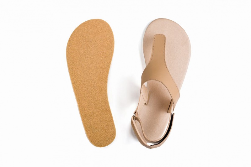 Ahinsa Simple Barfot Sandaler Dame Beige | UAU6460IO