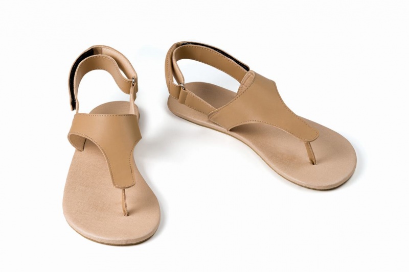 Ahinsa Simple Barfot Sandaler Dame Beige | UAU6460IO