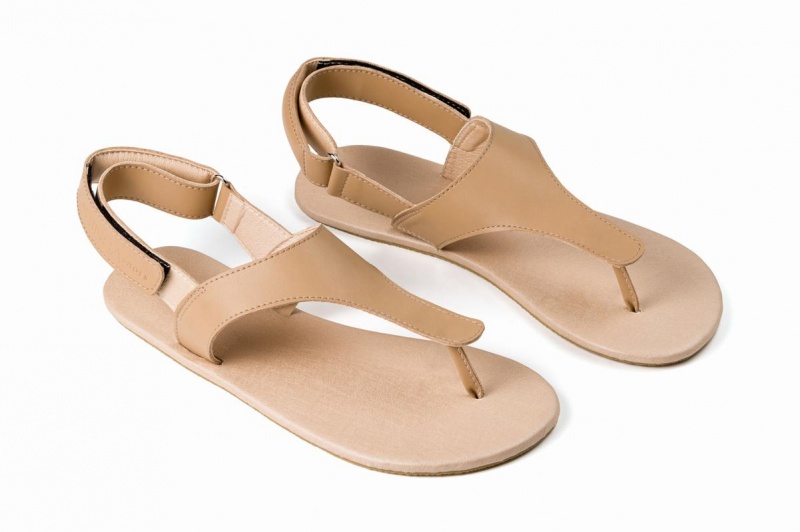 Ahinsa Simple Barfot Sandaler Dame Beige | UAU6460IO