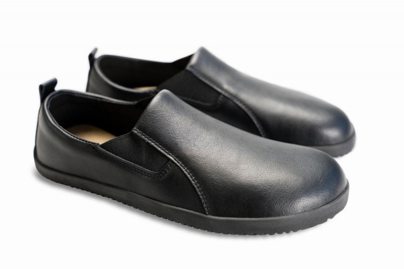 Ahinsa Veganske Lær Barfot Slip On Sneakers Herre Svarte | YHY7242ZB